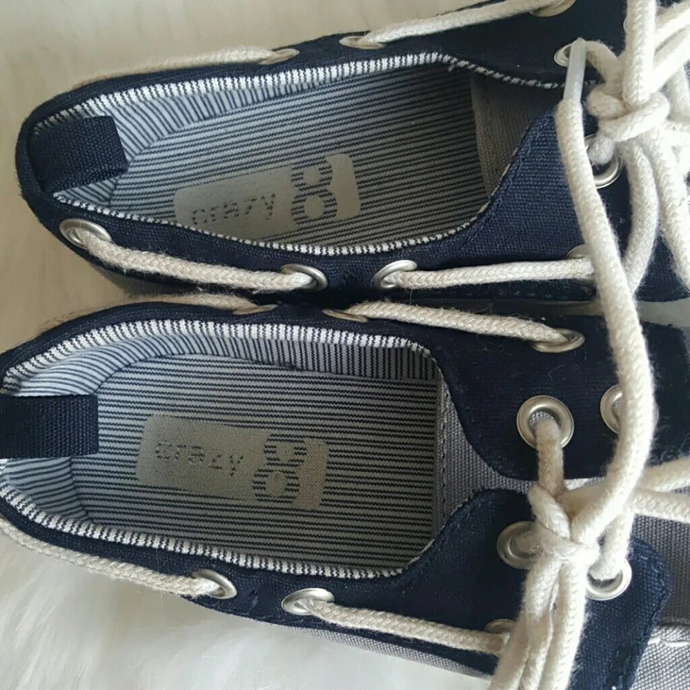 Crazy 8 childrens boat loafer shoes blue white 11